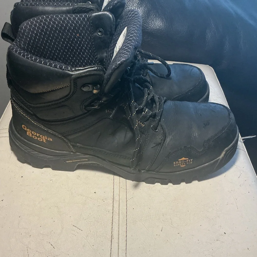 Men's Black Lace-Up Work Boots STEEL TOE